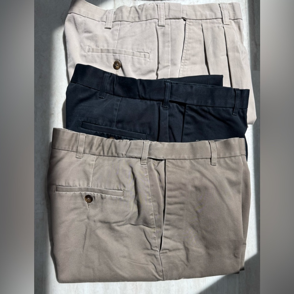 3 Men's Pants Haggar Classic Fit - Black, Tan, Cream All 3 Sizes 34x29